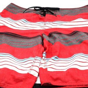 O'Neill Board Shorts Men's Size 34 Multicolor Stripes Surf & Swim Drawstring